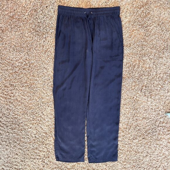 THEORY Charcoal Gray 100% Silk Drawstring Pants in Size Small